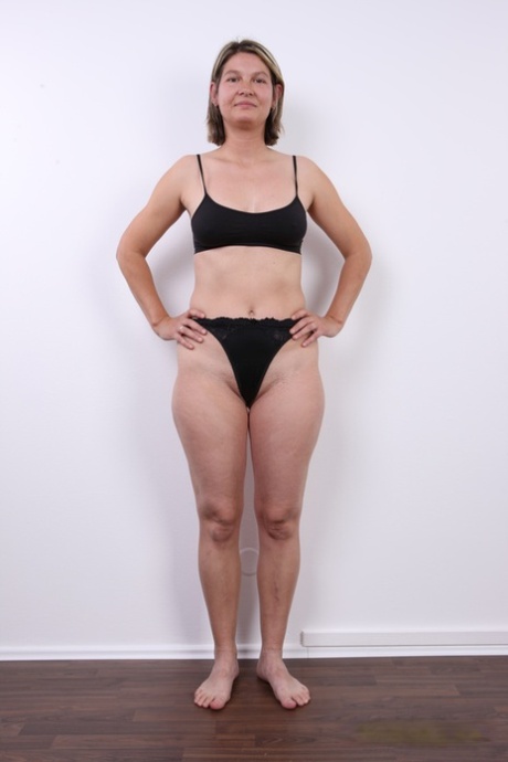 Dirty blonde mom Jaroslava takes off all her clothes for the first time