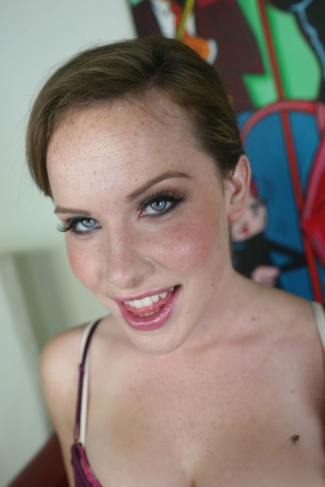 Short haired chick Katie St Ives strips to OTK socks prior to POV fucking