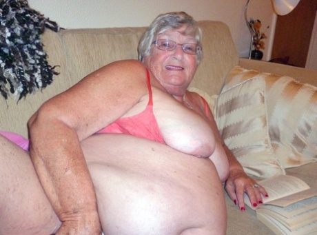 Obese UK nan Grandma Libby masturbates while reading a romance novel