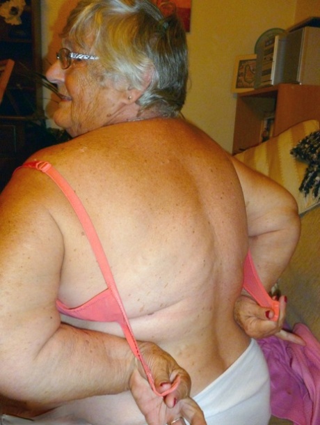 Obese UK nan Grandma Libby masturbates while reading a romance novel