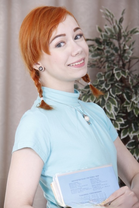 Teen girl with red hair Kira Roller rides an old man's cock in long socks