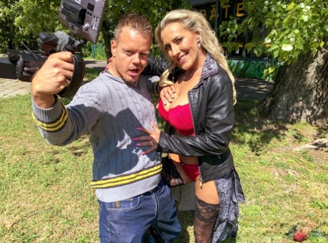 Busty cougar Lana Vegas bangs a younger guy while taking a stroll in nature