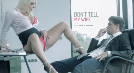Blonde secretary Victoria Summers seducing office sex in long black skirt