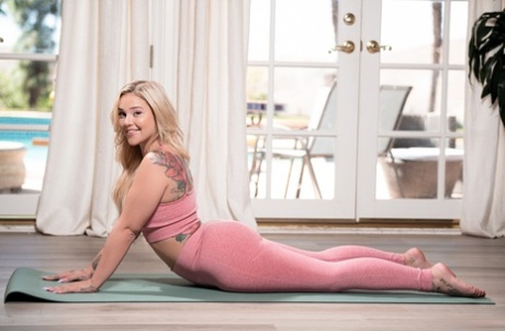Three big bottomed females do yoga in their workout clothes