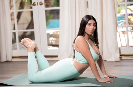 Three big bottomed females do yoga in their workout clothes