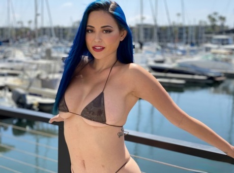 Eve Marlowe models a bikini at a marina before a hardcore fuck
