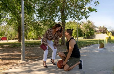 Busty plumper Lya Lips does anal with a basketball player