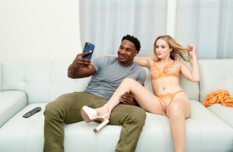 Blonde chick Athena Fleurs has sexual intercourse with a massive black cock