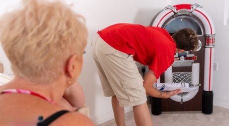 Blonde lady Juicy Joolz partakes in sexual intercourse with her stepson