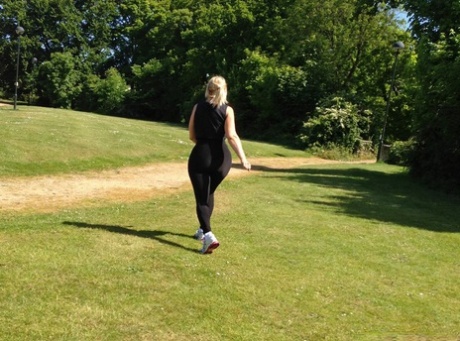 Fitness freak Daniella makes sure everyone notices her ass while exercising