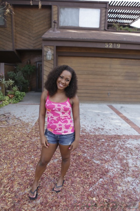 Black girl slips out of shorts and exposes her fabuous ass