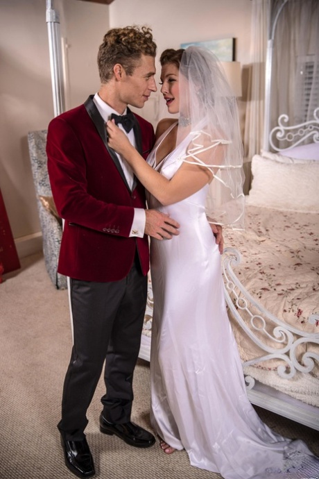 Sexy bride Ella Nova gets her wedding dress stripped and her pussy dicked