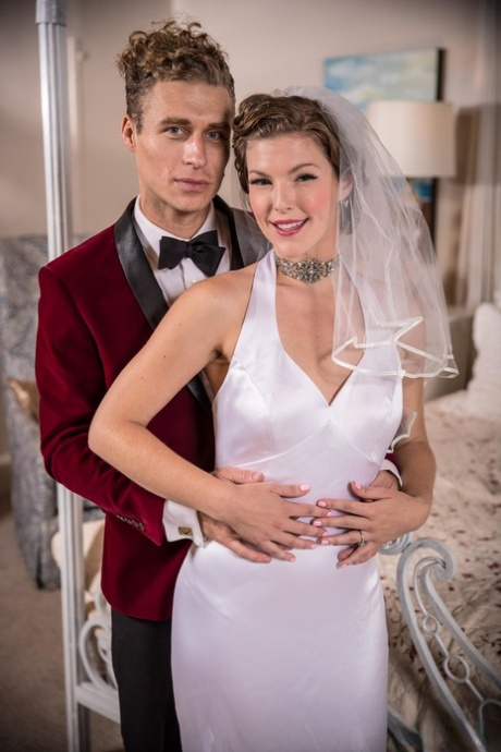 Sexy bride Ella Nova gets her wedding dress stripped and her pussy dicked