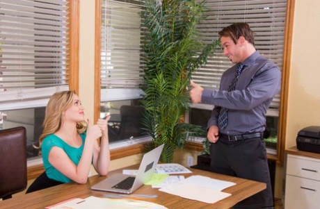 Sexy secretary Mia Malkova kneels for office BJ & gets fucked every which way