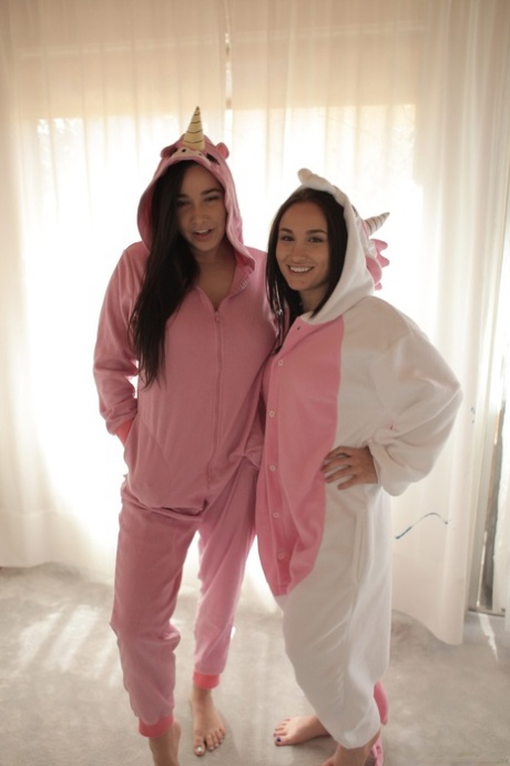 Tiny babes with natural tits Gabriella Paltrova & Karlee Grey strip together