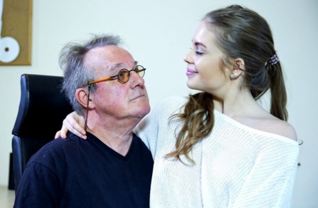 Beautiful teen with small tits Alessandra Jane gets railed by a horny old man