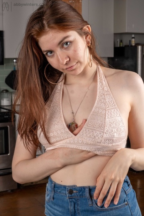 Sweet brunette amateur Lalia exposes her hairy boobs and big ass