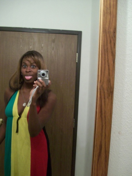 Ebony teen Tristina Brown takes selfies of her juicy tits & chocolate holes