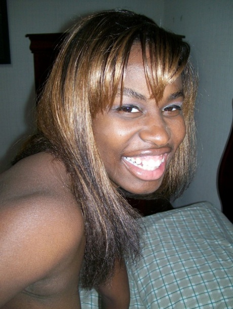 Ebony teen Tristina Brown takes selfies of her juicy tits & chocolate holes