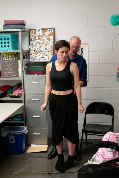 Naughty brunette MILF Olive Glass gets fucked by a security officer