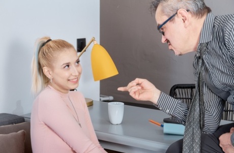 Blonde with a ponytail Iris Kiss Kiss gets screwed by her perverted teacher