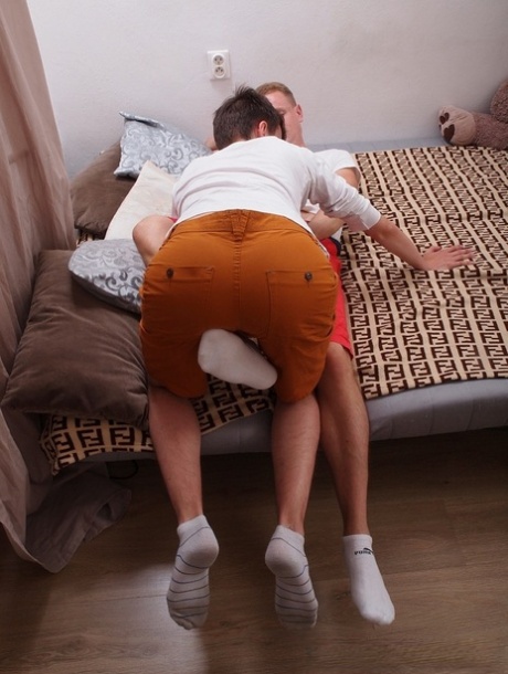Horny teen gays Dan and Paul undress and pleasure each other's cock