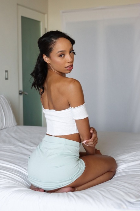 Cute Latina teen Alexis Tae toys her ass before taking a rod deep inside it