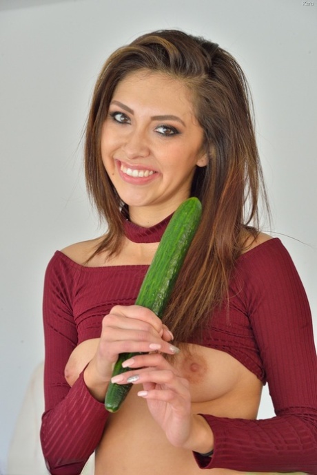Stunning teen Kara plays pool pantyless and poses half naked outdoors