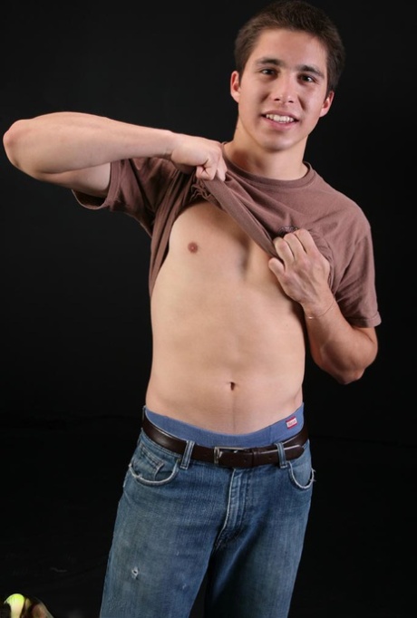 Horny gay Vasilis doffs his shirt and jeans and flaunts his hairy cock
