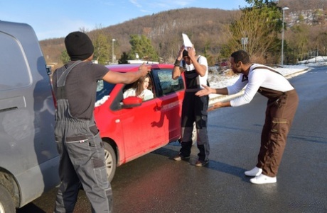 Czech babe with big tits & ass Taylee Wood gets fucked by a group of black men