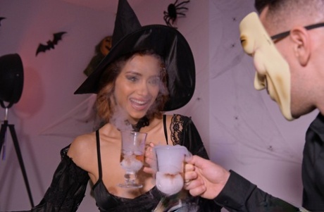 Hot brunette Veronica Leal gets a thorough anal pounding on Halloween