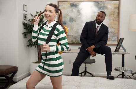 Pretty American teen gets her pussy fucked & creampied by her black teacher