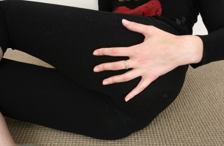 Skinny babe Marine exposes her hairy love holes and poses in heels