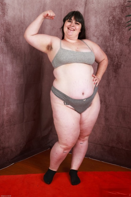 Brunette BBW Cece Lachey strips & shows her big ass & hairy holes
