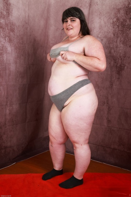 Brunette BBW Cece Lachey strips & shows her big ass & hairy holes