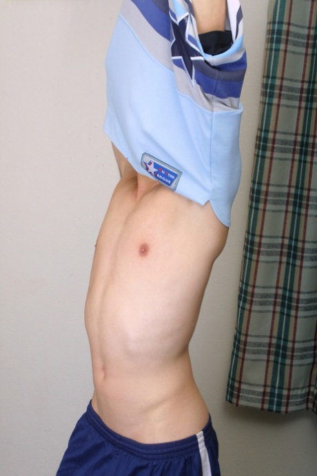 Young gay Sammy Case strips completely naked & jerks his hairy dick