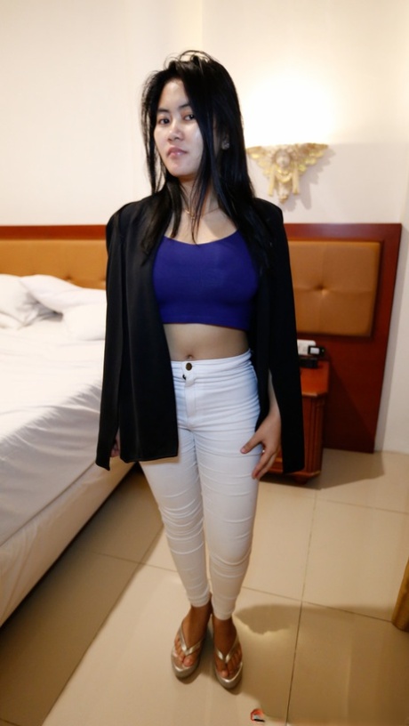 Curvy Asian babe Lita shows off her big ass & tits while stripping for POV sex
