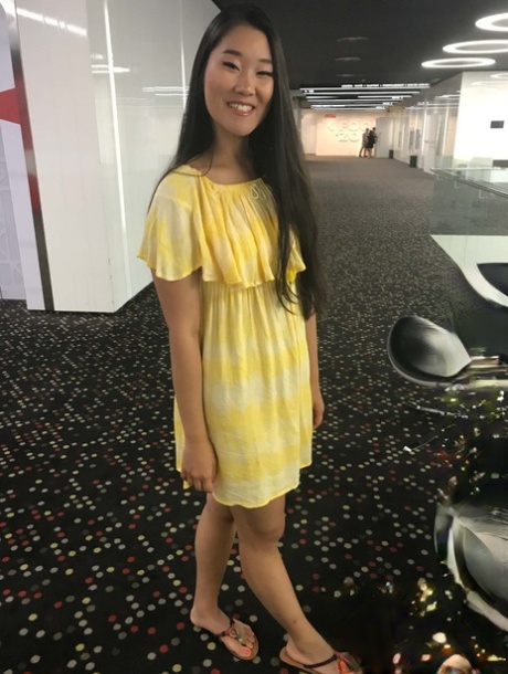 Asian Fang B lifts up her yellow dress and moves her undies aside for POV sex