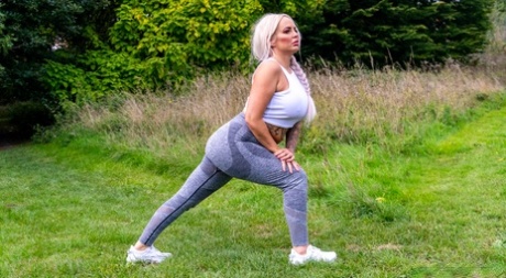 Curvy blonde MILF Louise Lee shows her big ass and gets rammed in POV