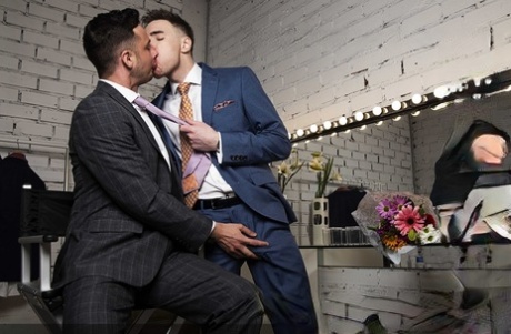 Hot gay men in suits Damon Heart & Kayden Gray have hardcore anal sex