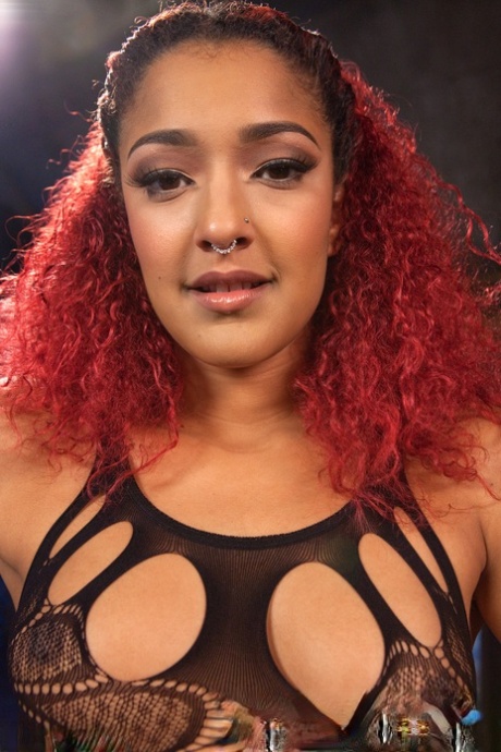 Curvy lezdom Aiden Starr & an ebony slave girl pose in super hot sheer outfits