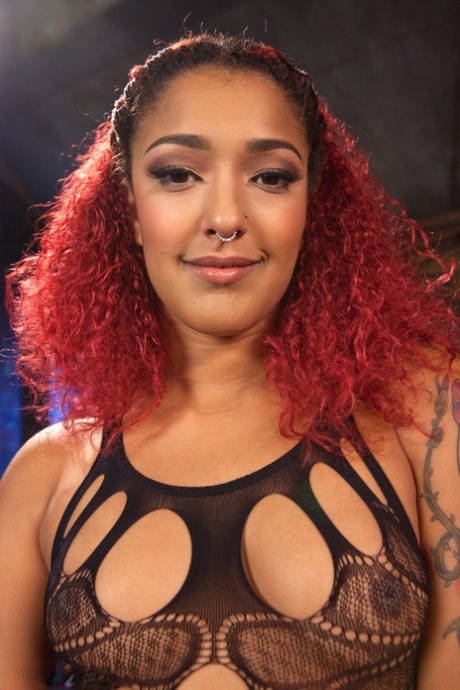 Curvy lezdom Aiden Starr & an ebony slave girl pose in super hot sheer outfits