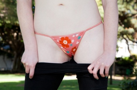 Fit girlfriend Bree Abernathy flashes her nice ass & sexy panties outdoors